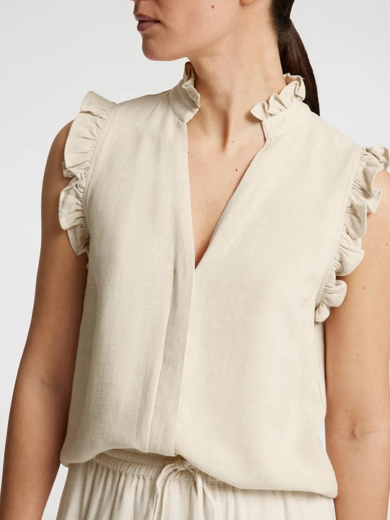 Selected Femme Viva Ruffle Shirt - Sandshell
