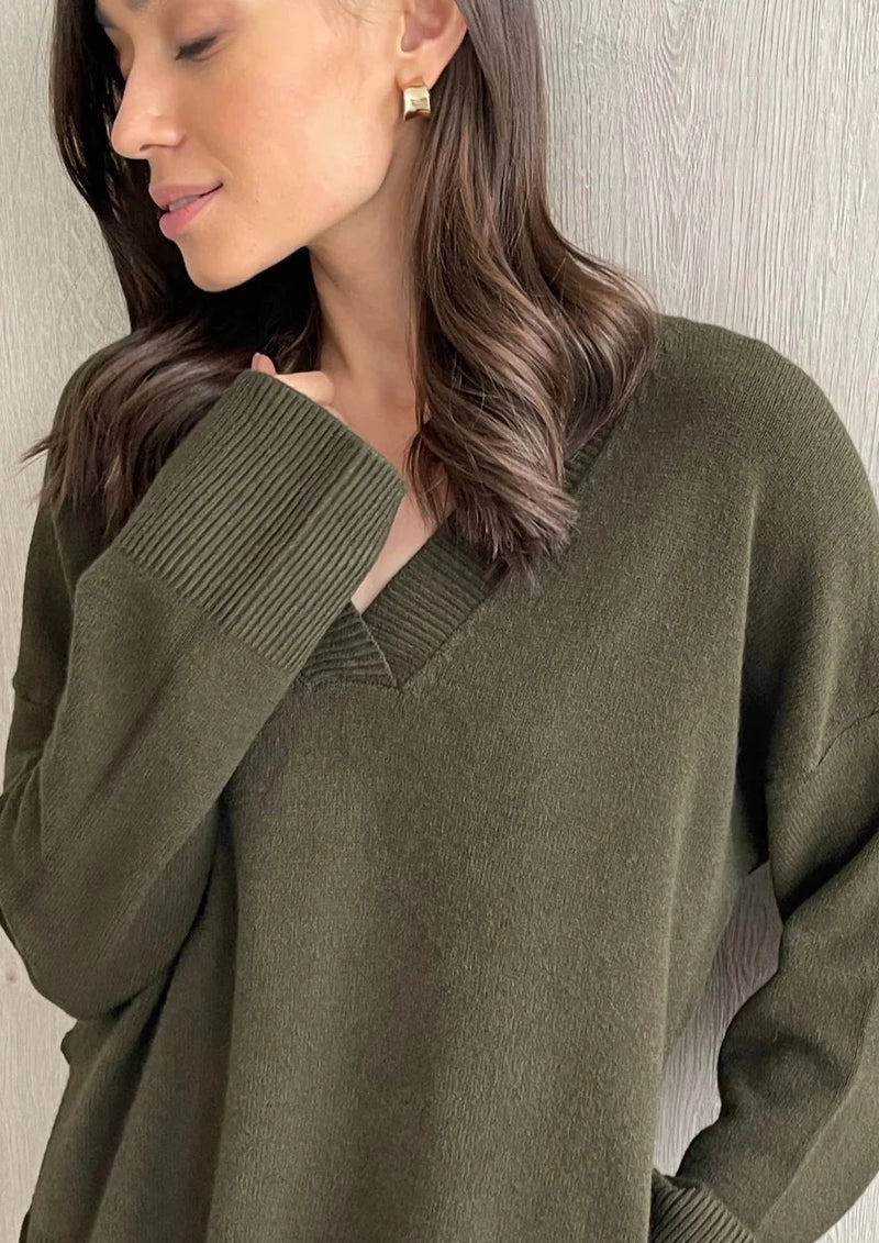 Charli Emilia V-Neck Jumper - Sage