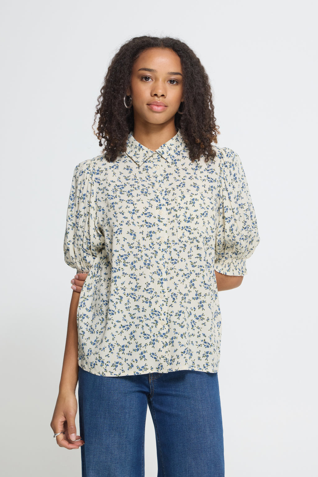 Ichi Vera Shirt - Flower Blue