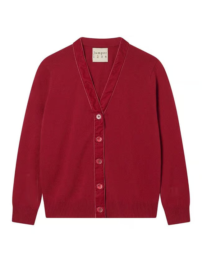 Jumper 1234 Velvet Cardigan - Claret