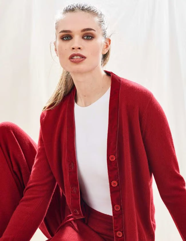 Jumper 1234 Velvet Cardigan - Claret