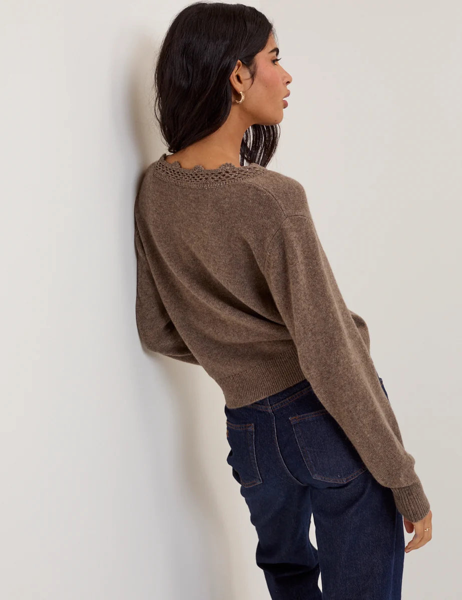 Nobody's Child Crochet Cardigan - Brown