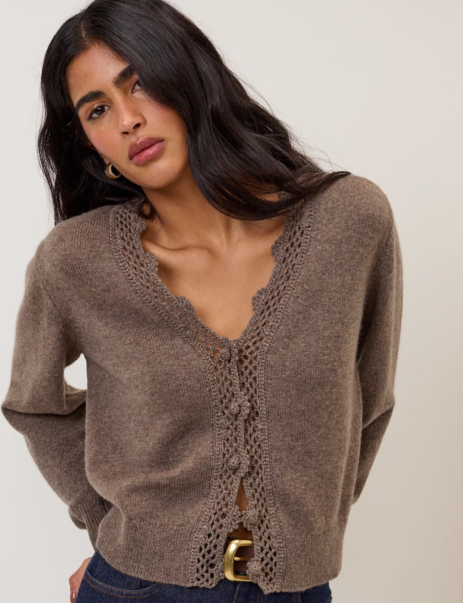 Nobody's Child Crochet Cardigan - Brown
