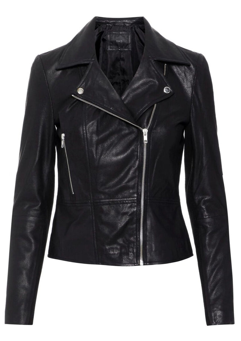 YAS Sophie Leather Jacket - Black