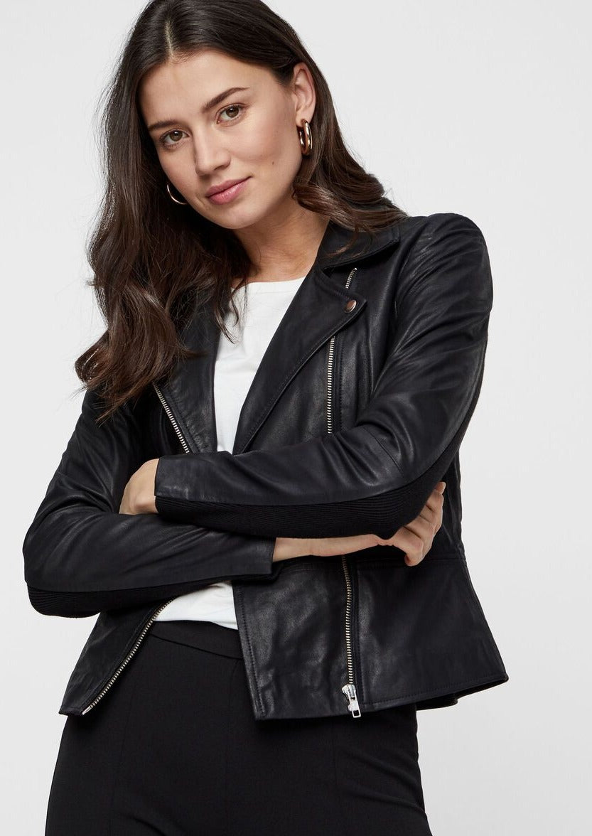 YAS Sophie Leather Jacket - Black