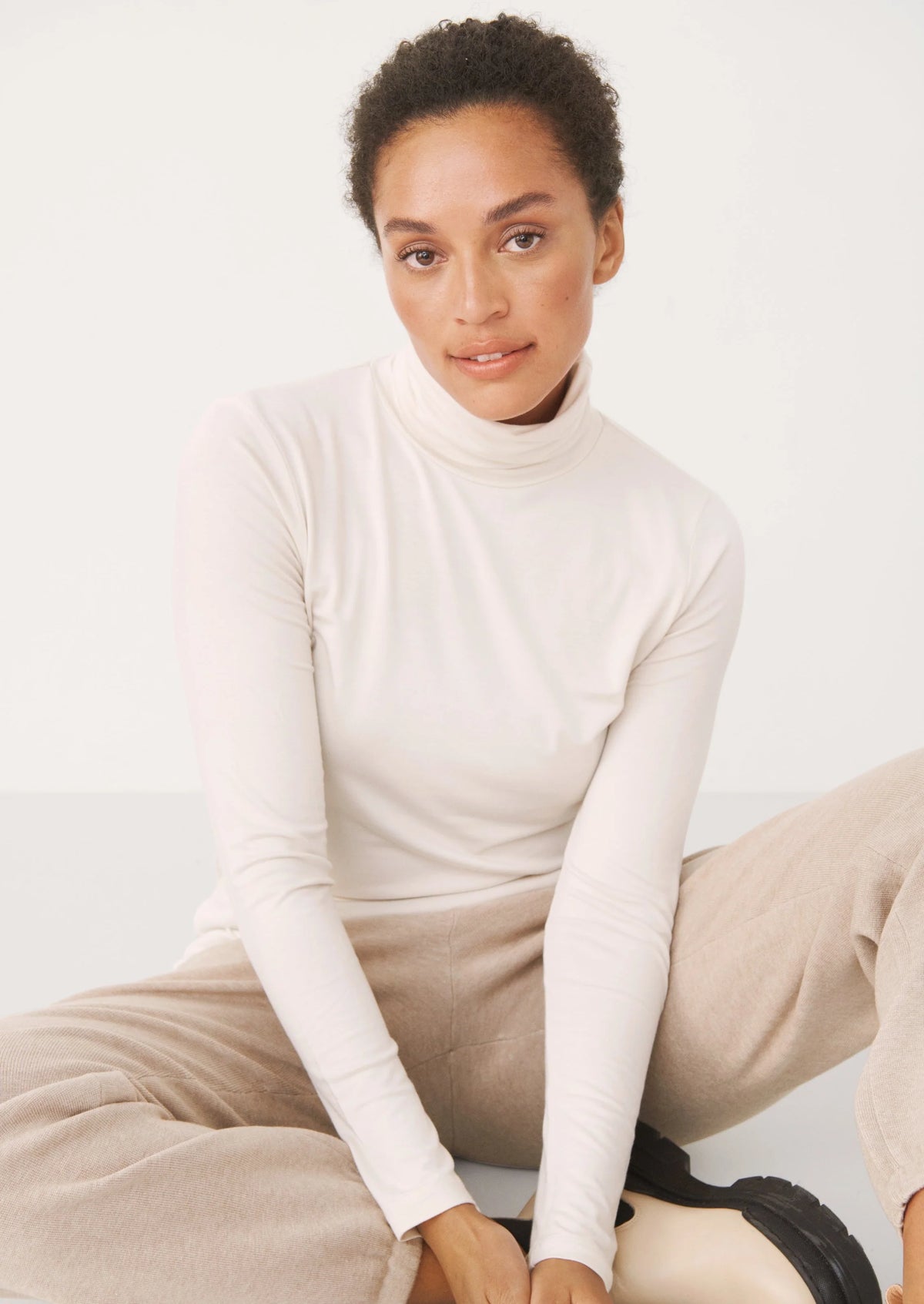 Part Two Efinas Roll Neck T- Shirt - White