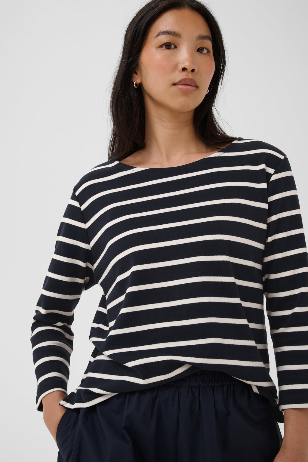Part Two Nela Tee - Eggnog Stripe