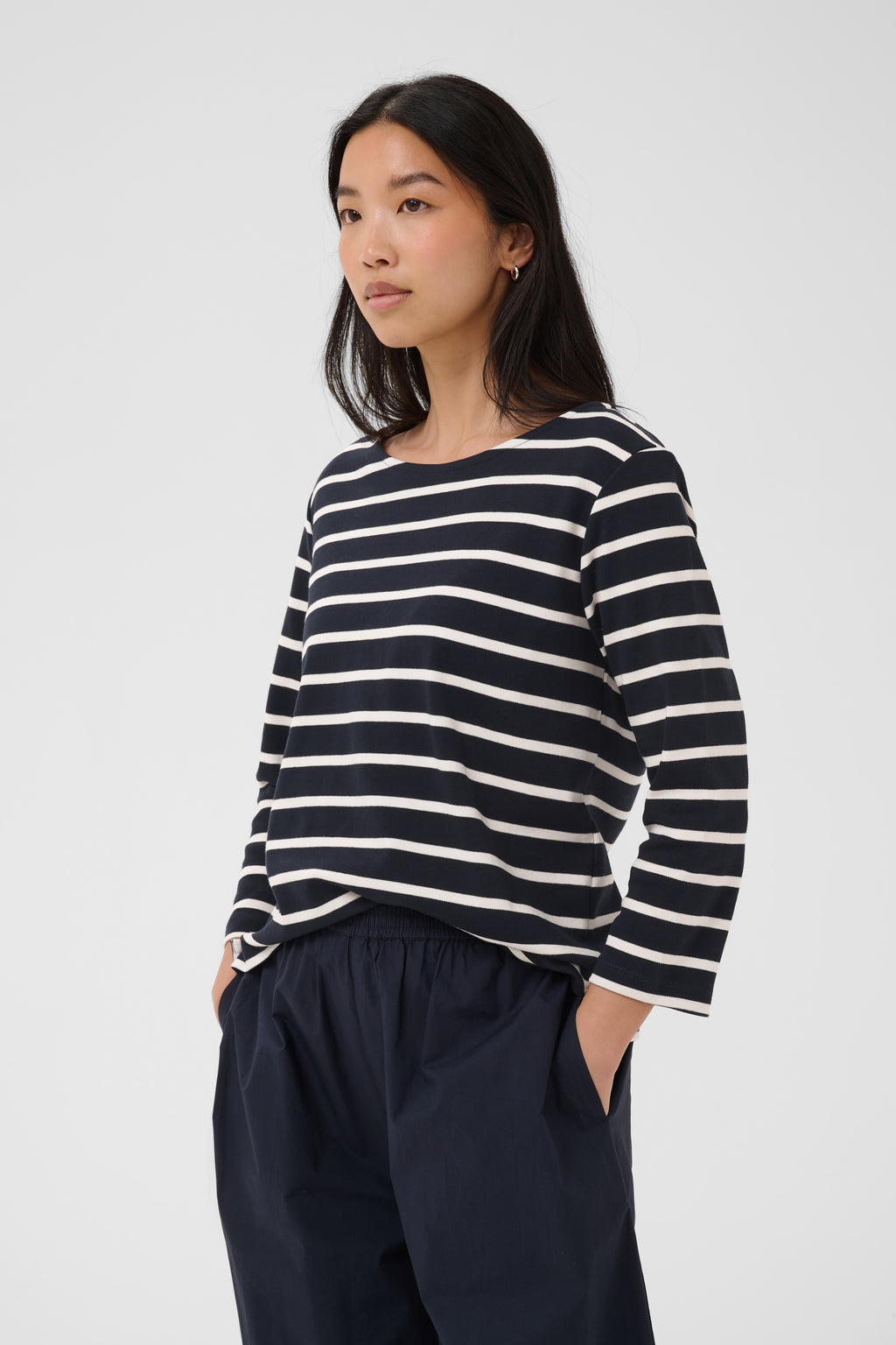 Part Two Nela Tee - Eggnog Stripe