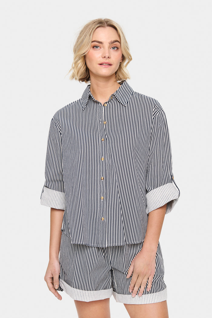 Saint Tropez Zalinda Stripe Shirt - Black
