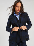Vilagallo Plaid Blazer - Navy