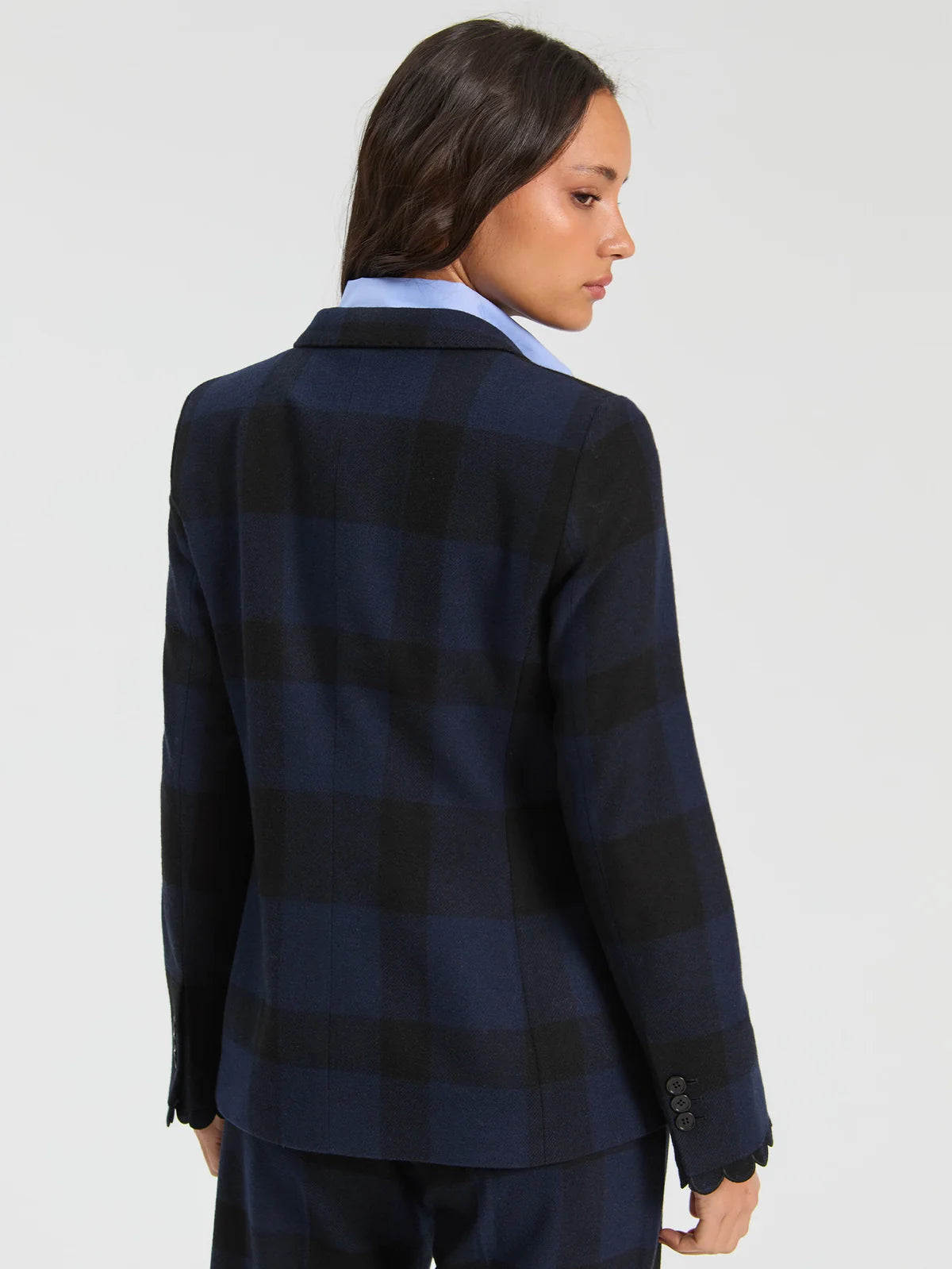 Vilagallo Plaid Blazer - Navy