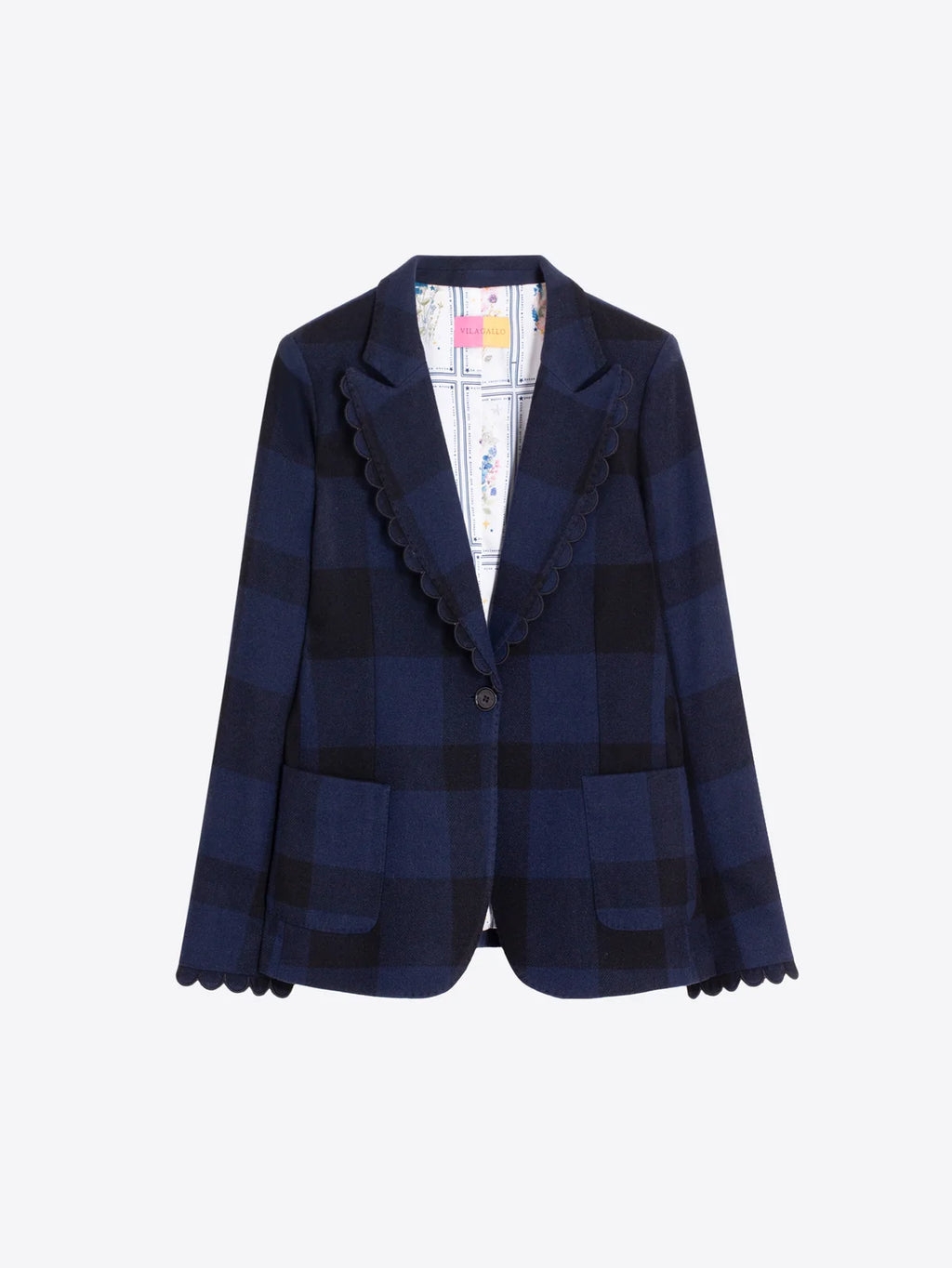 Vilagallo Plaid Blazer - Navy