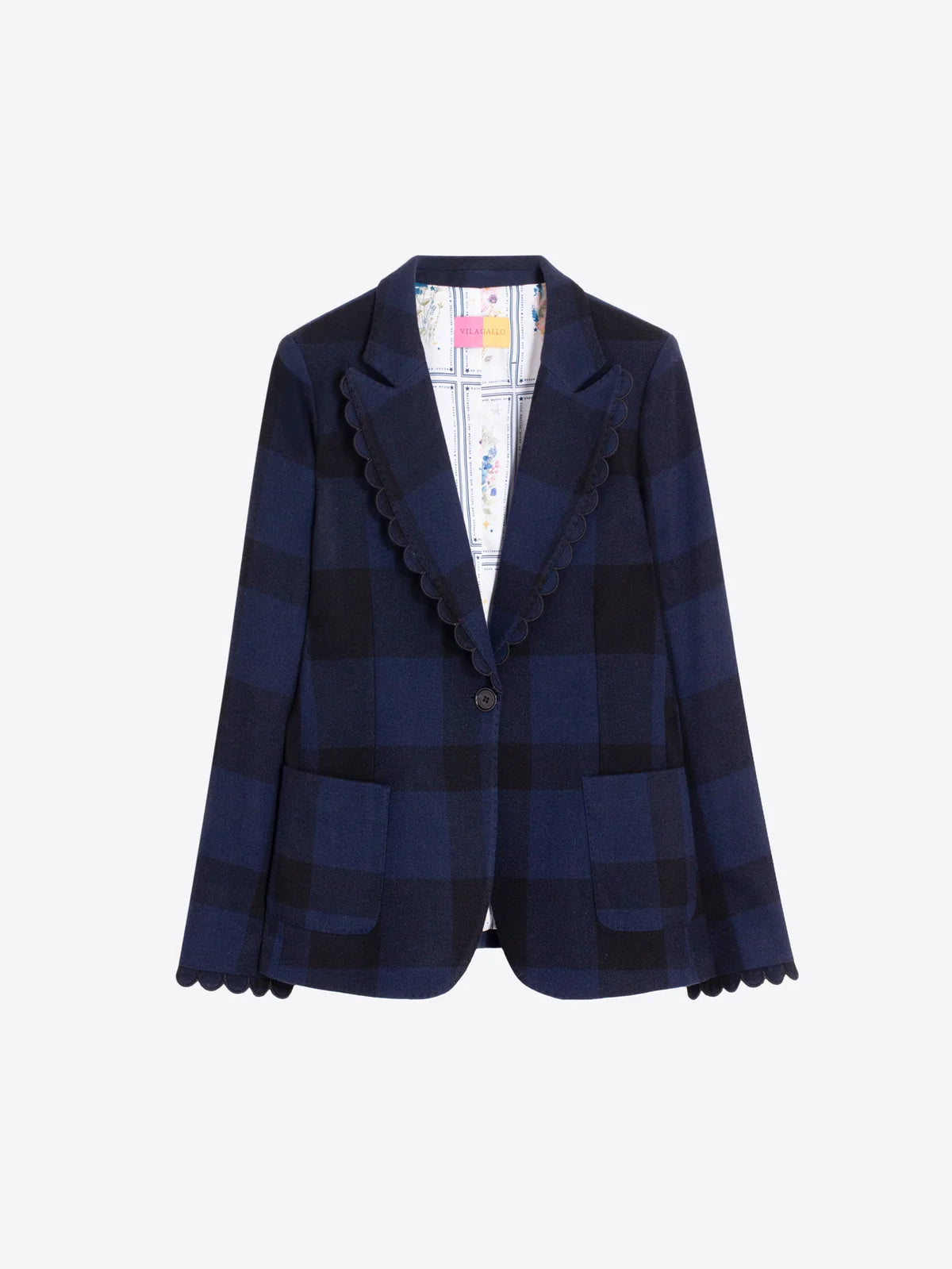 Vilagallo Plaid Blazer - Navy