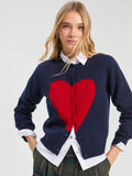 Vilagallo Wool Heart Cardigan - Navy