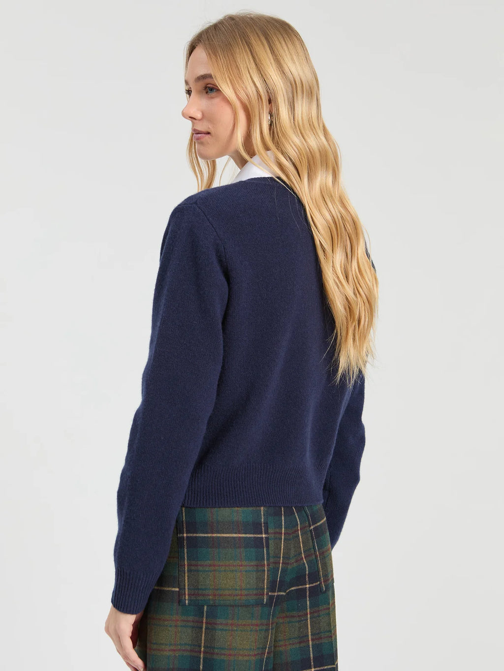 Vilagallo Wool Heart Cardigan - Navy