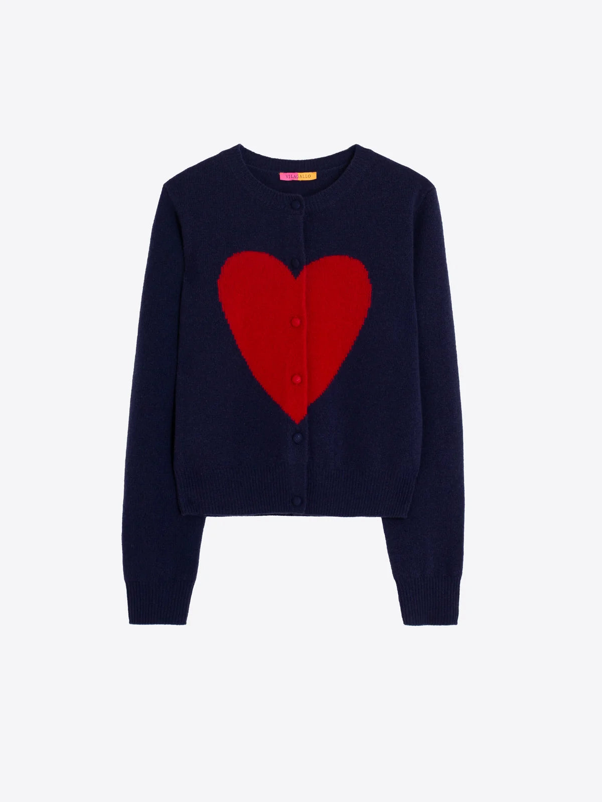 Vilagallo Wool Heart Cardigan - Navy
