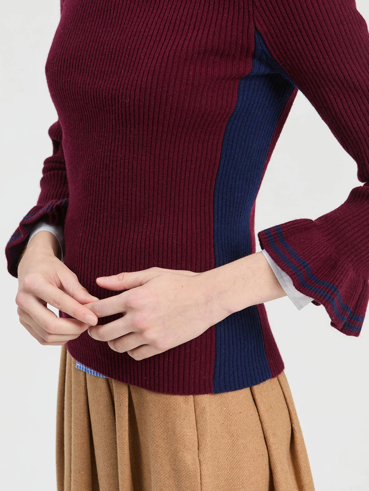 Vilagallo Ribbed Jumper - Burgundy