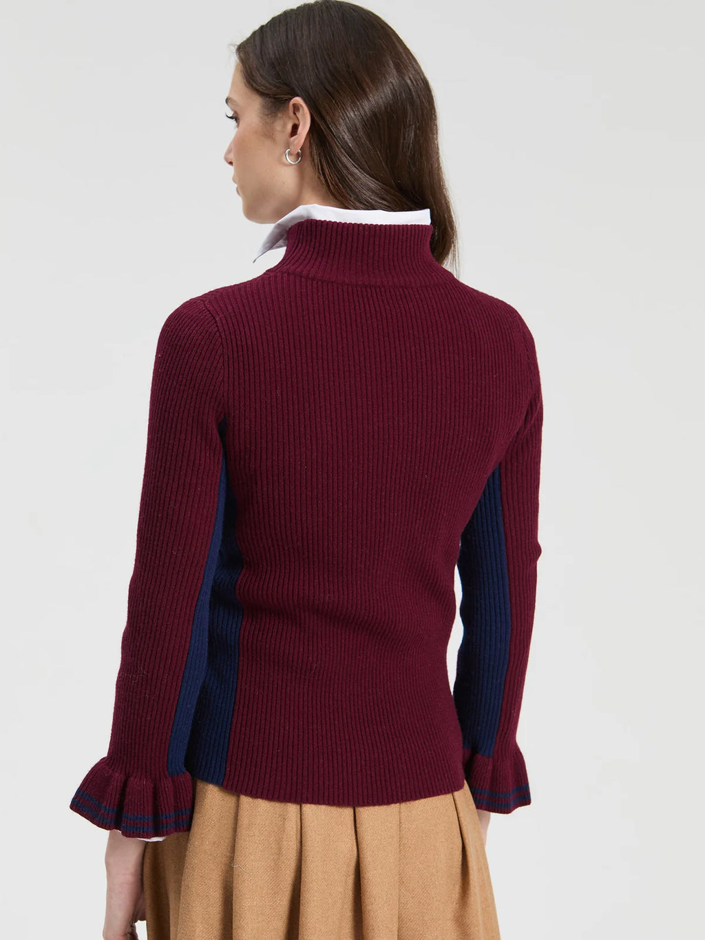 Vilagallo Ribbed Jumper - Burgundy