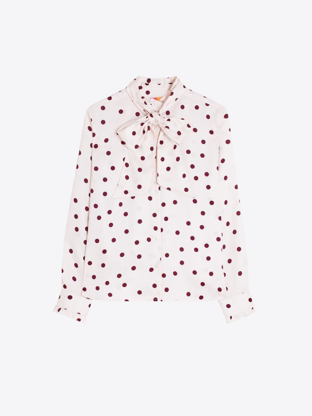 Vilagallo Polka Dot Pussy Bow Blouse