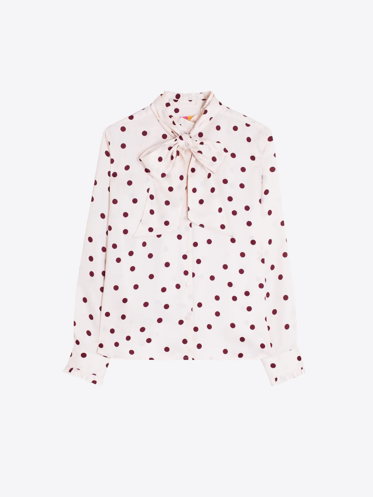 Vilagallo Polka Dot Pussy Bow Blouse