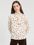 Vilagallo Polka Dot Pussy Bow Blouse