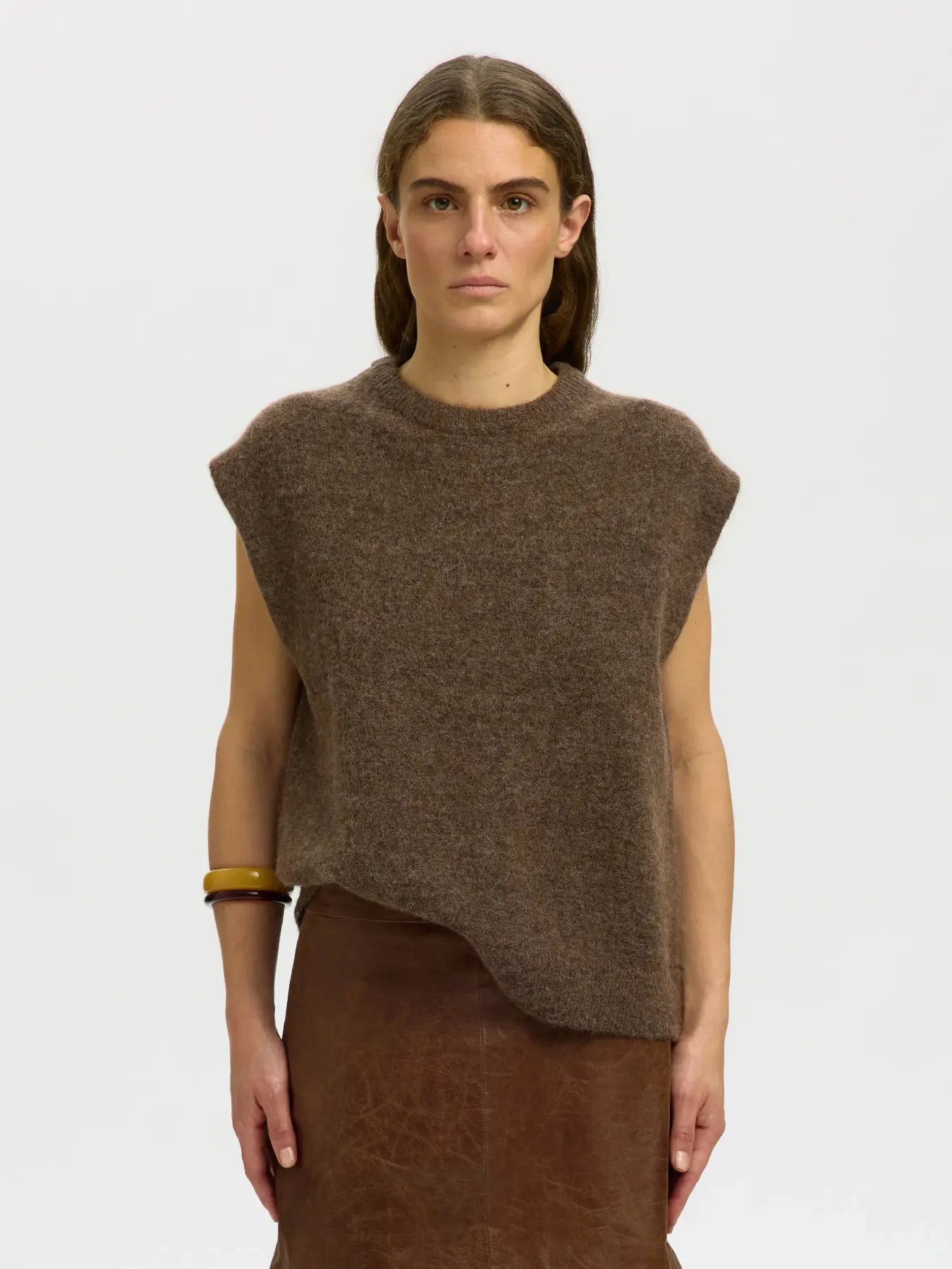 Selected Lulu Knit Vest - Brown