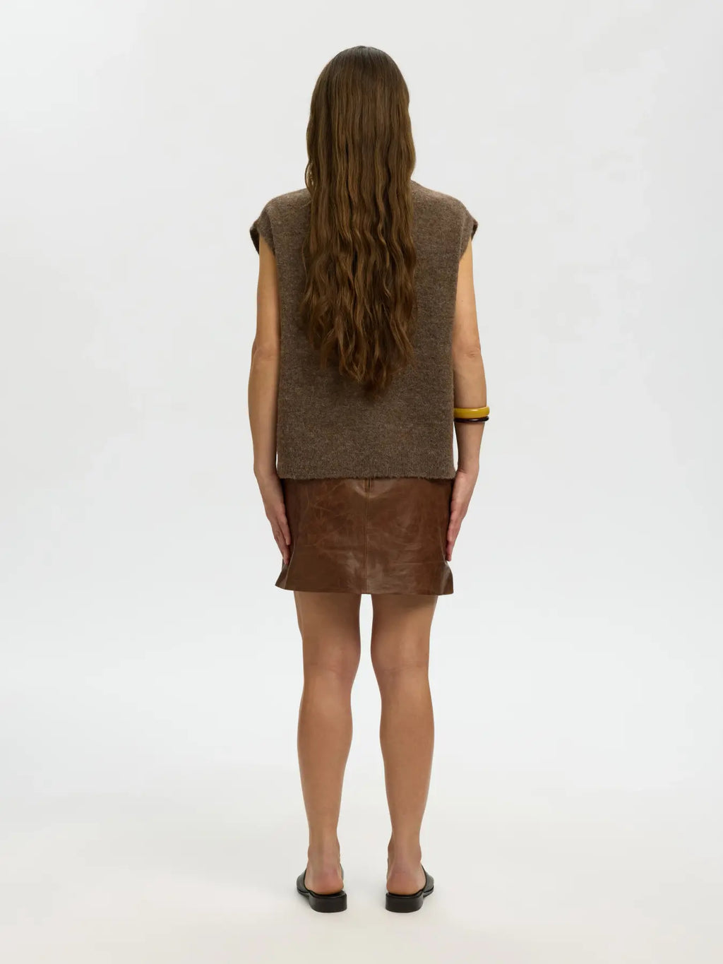 Selected Lulu Knit Vest - Brown