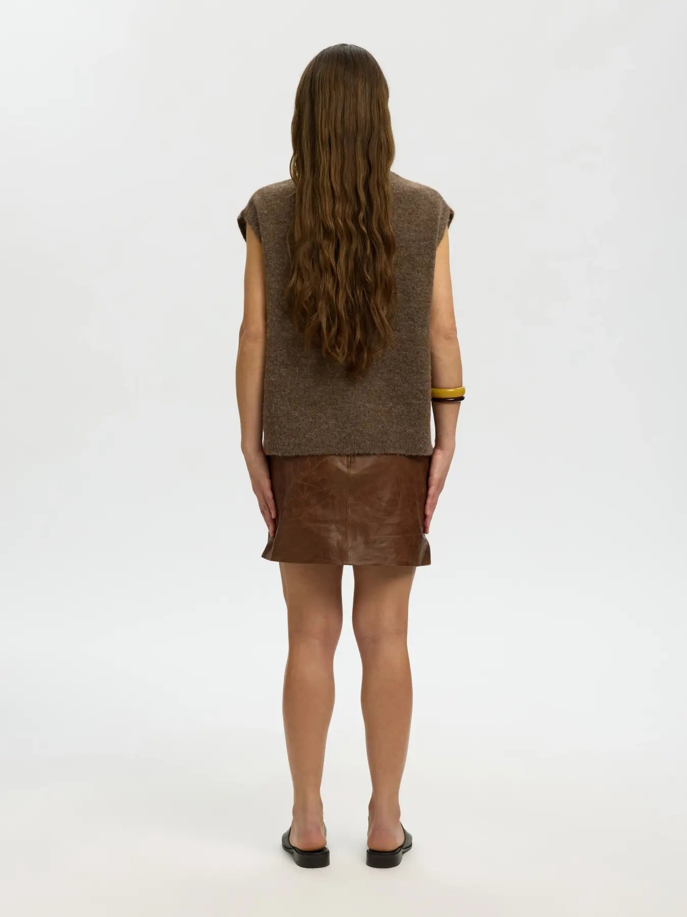 Selected Lulu Knit Vest - Brown