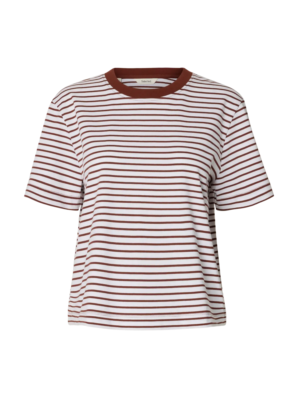 Selected Essential Boxy Tee - Cherry Stripe