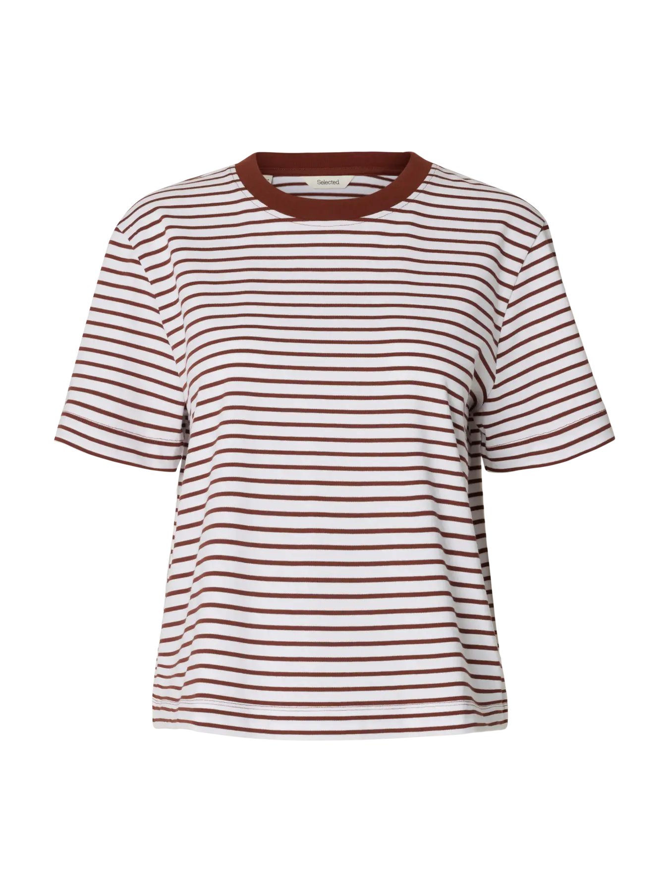 Selected Essential Boxy Tee - Cherry Stripe
