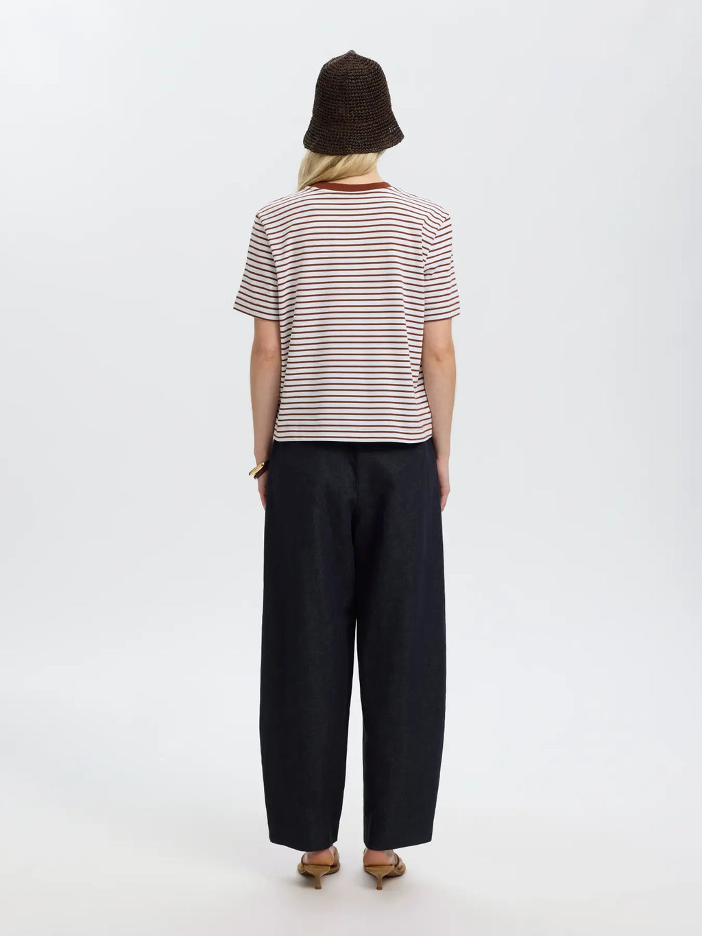 Selected Essential Boxy Tee - Cherry Stripe
