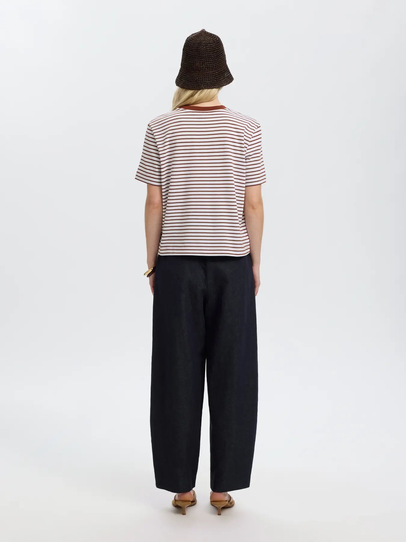 Selected Essential Boxy Tee - Cherry Stripe