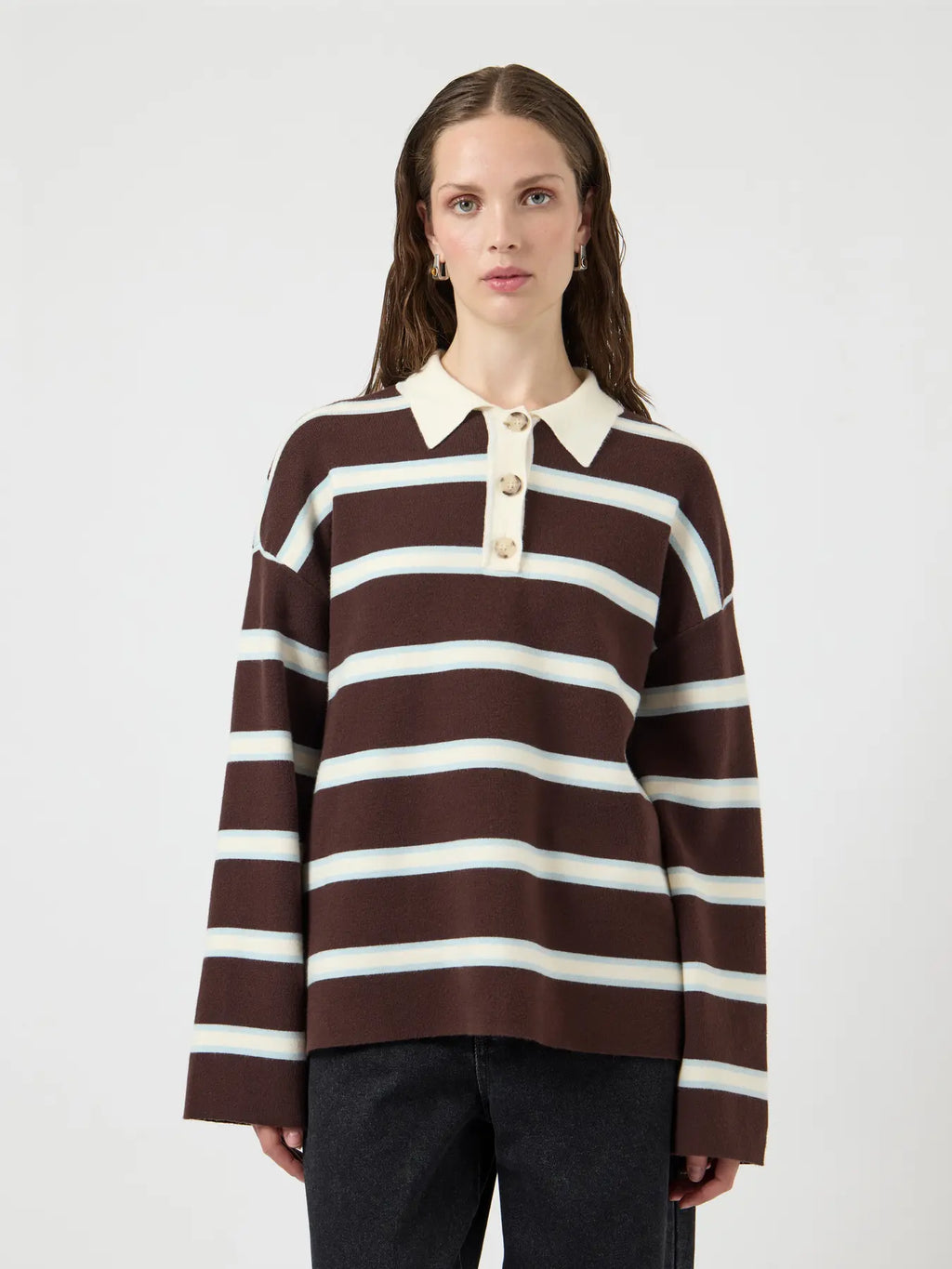 YAS Isabell Polo Knit Jumper - Brown