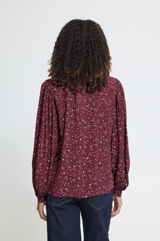 Ichi Vera Floral Blouse - Wine