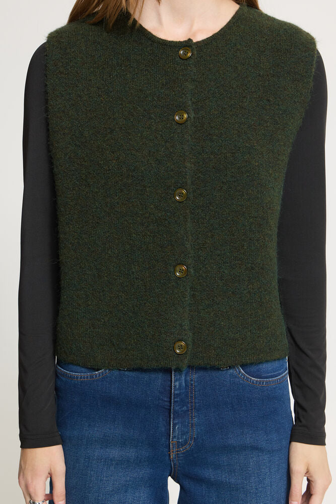 Ichi Panora Knitted Waistcoat - Green