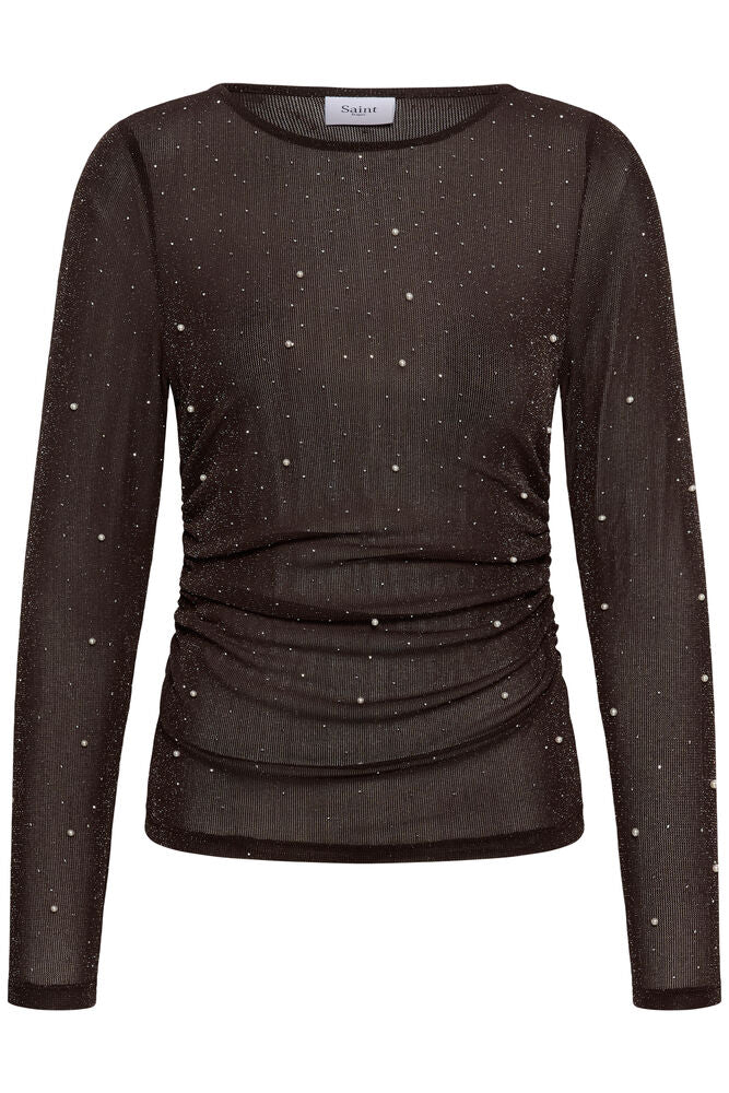 Saint Tropez Maisie Mesh Top - Brown