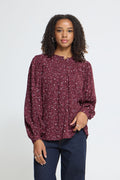 Ichi Vera Floral Blouse - Wine