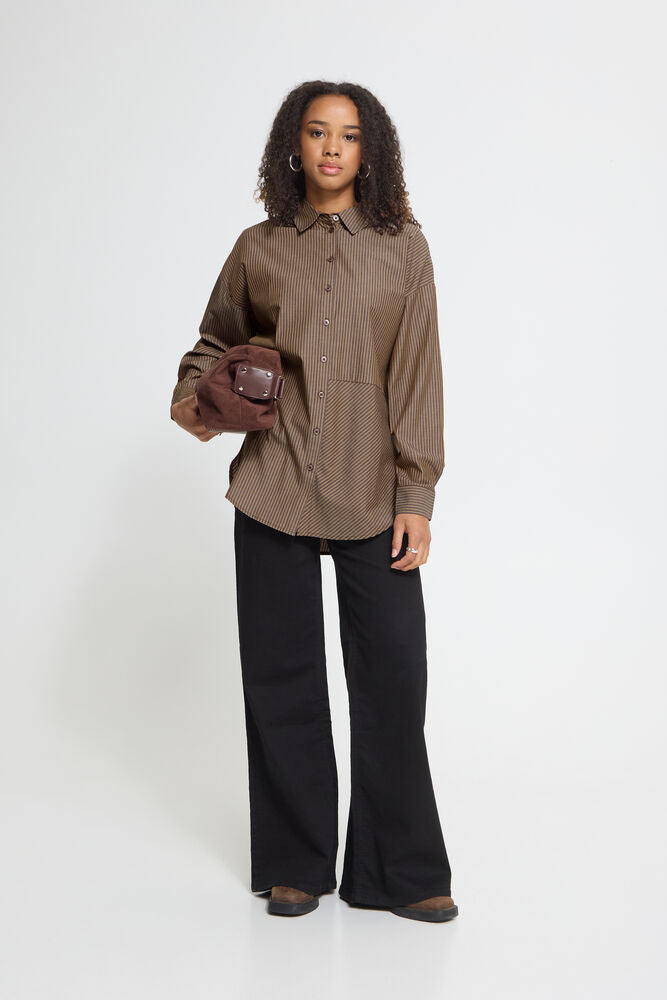 Ichi Garmi Striped Shirt - Brown