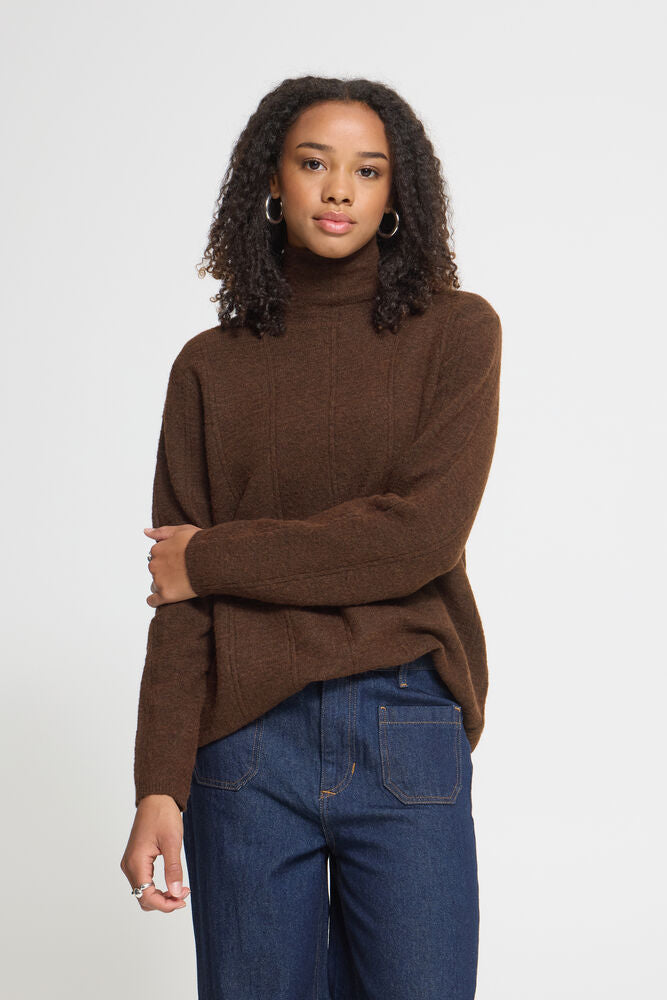 Ichi Dasila Roll Neck - Coffee Brown