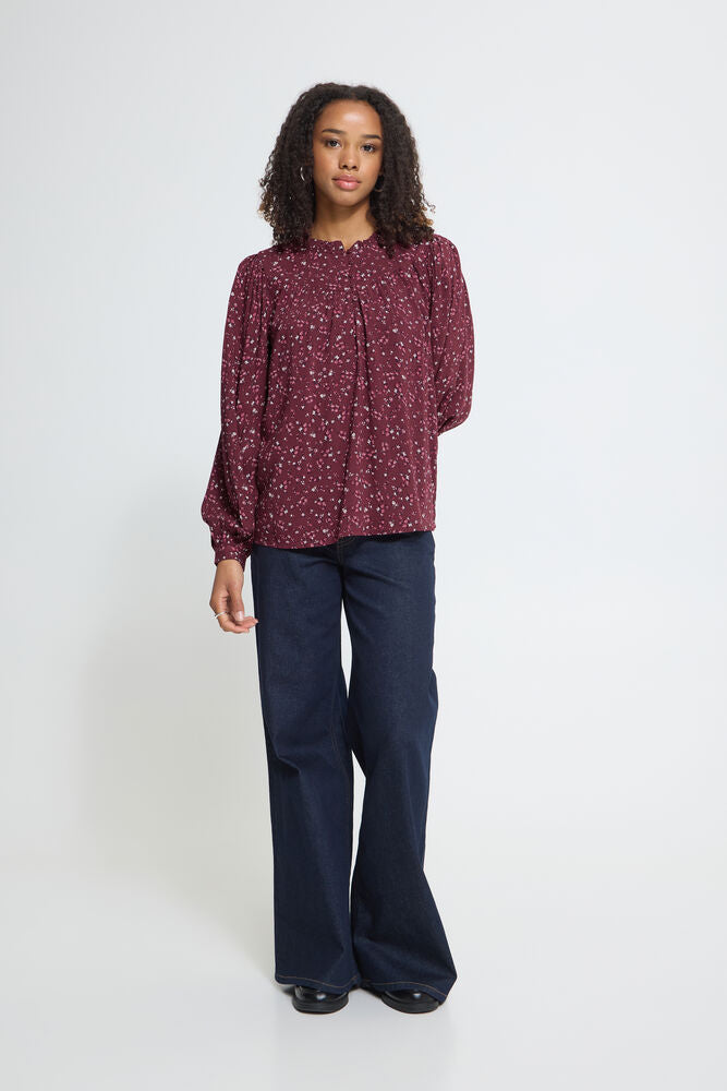 Ichi Vera Floral Blouse - Wine