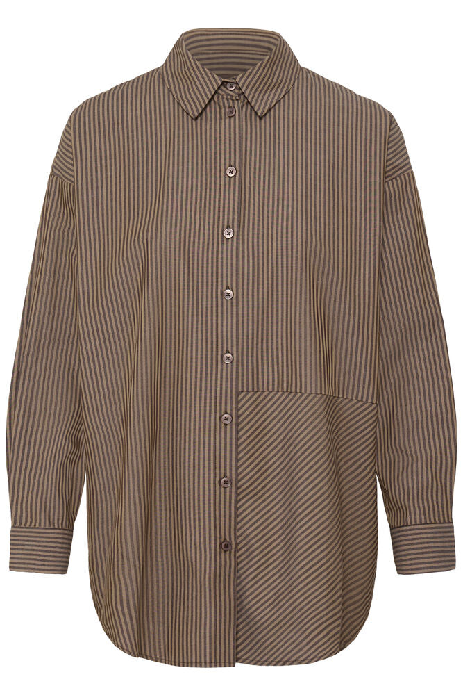 Ichi Garmi Striped Shirt - Brown