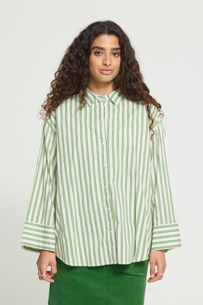 Ichi Gilu Striped Shirt  - Green