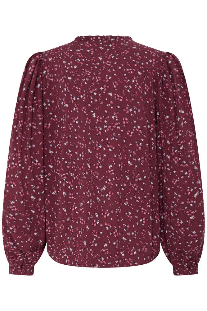 Ichi Vera Floral Blouse - Wine