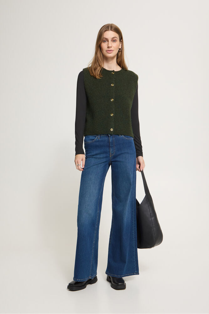Ichi Panora Knitted Waistcoat - Green