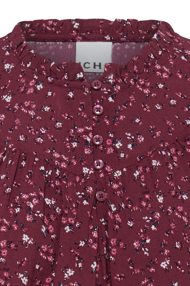 Ichi Vera Floral Blouse - Wine