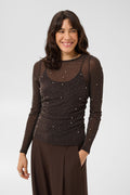Saint Tropez Maisie Mesh Top - Brown