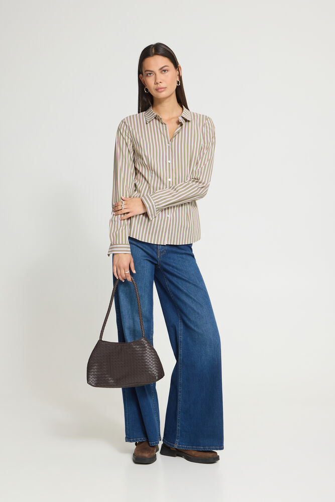 Ichi Dima Striped Shirt - Green