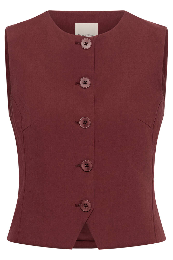 Part Two Benitta Waistcoat - Burnt Russet