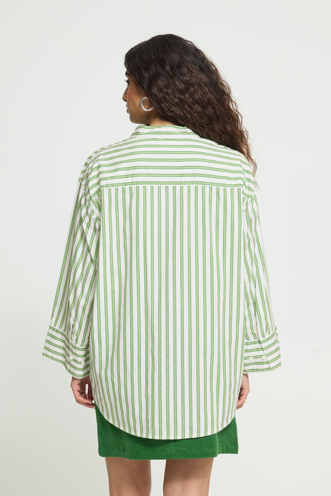 Ichi Gilu Striped Shirt  - Green