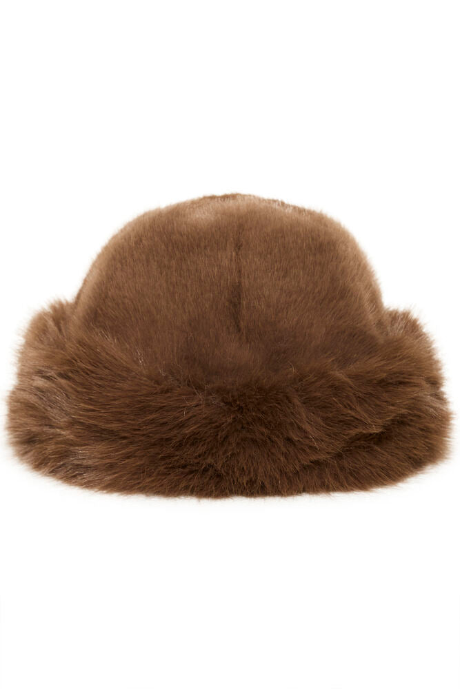 Ichi Ebna Faux Fur Hat - Coffee